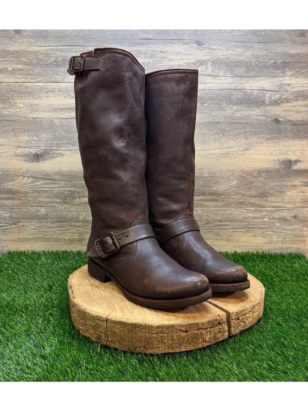 Frye Women Size 9B - Chocolate Brown Veronic Harness Moto Boots Style 77609
